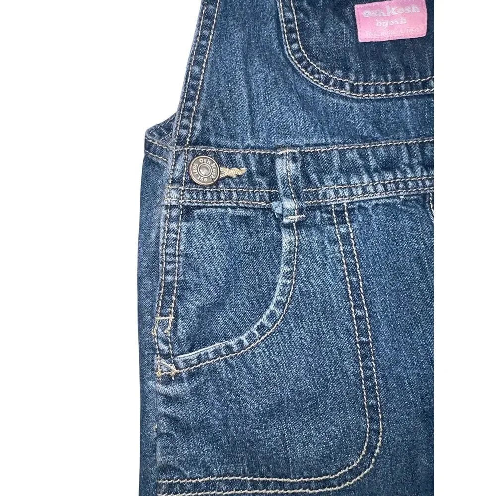 OshKosh B'gosh Y2K denim overall denim jean vestbek dress pink size girls 4